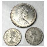 Canadian Silver Dollar & 2 Silver Quarters See