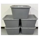 (5) Matching Large Bins w/Lids See Photos for