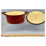 Heavy Enamel Iron Dutch Oven Nice Quality Piece!