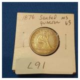 1876  Seated 25 Cents