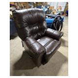 BROWN LEATHER ROCKER RECLINER WITH SWIVEL