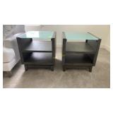 Frosted Glass Top Wooden Side Tables