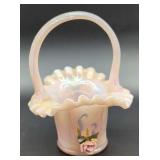 Fenton Pink Iridescent Bud Basket