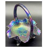 Fenton Cobalt Carnival Butterfly Basket