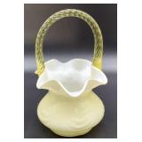 Fenton Glass Yellow Overlay Basket Yellow