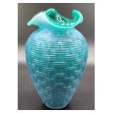 Fenton Jade Opaline Basket Weave Vase