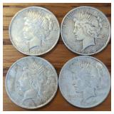 (4) 1923 Peace Dollar Coins-Ungraded