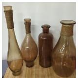 (4) Large Amber Bottles