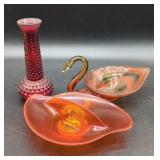 (3) Amber Glass Pieces