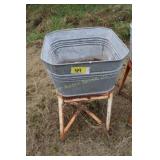 Galvanized wash tub on stand