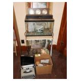 Typewriter, aquarium, barometer, vintage dishes