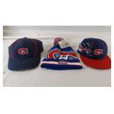 3 Montreal Canadian Hats.