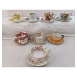 Lot Of 8 Different Tea Cup And Saucer Sets