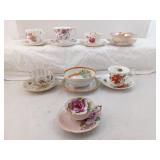 Group Of 8 Different Tea Cup And Saucer Sets