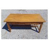 Antique Harvest Table With 2 Drawers