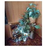 Collection Of Faux Florals/ Plants, Plant Stand,