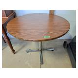 Table with metal base. 36" l x 36" w x 29" h
