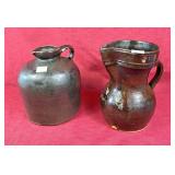 Vintage crock jug and pitcher