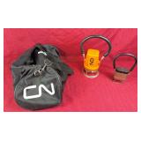 CN duffle bag and 2 lights