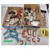 Clamps, c clamps, drill bits, brazing rods, tape