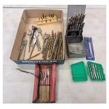 Assorted drill bits, wood boring bits, auger