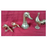 Brass ducks and rooster