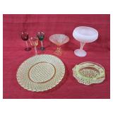 Lovely coloured glass serving dishes, candy