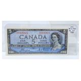 Devils Face 1954 Canada $5 Bill. CHOICE UNC