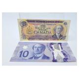 1971 Canada $10 Bill & 2013 Canada $10 Bill