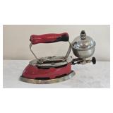 Antique Coleman Red Enamel Gas Iron