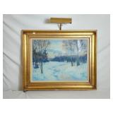 Winter scenery oil on board by Handlen