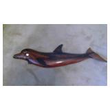 Carved Wood Dolphine Signed