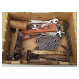 Tools Including Chain Saw Chain, Wooden Mallett