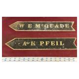 Vintage Metal Signs: W E McQuade, A K Pfeil