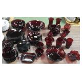 Very Nice Large Collection Of Vintage Ruby Glass