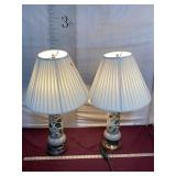 Pair of Handpainted and Signed Art Lamps