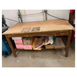 Wooden Table w/drawer & Contents