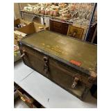 LARGE VINTAGE FOOTLOCKER TRUNK MILITARY