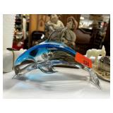 LARGE ART GLASS DOLPHIN SCULPTURE