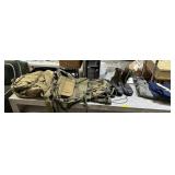 LOT OF MIXED MILITARY CANVAS BAGS/ BOOTS/ UNIFORM