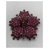 VINTAGE GLASS STONE FLOWER BROOCH