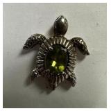 STERLING SILVER GEMSTONE SEA TURTLE PENDANT