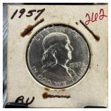 1957 FRANKLIN SILVER HALF DOLLAR