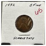 1932 WHEAT PENNY CENT SCARCE DATE