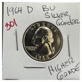 1964-D BU SILVER QUARTER