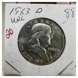 1963-D FRANKLIN SILVER HALF DOLLAR HIGH GRADE