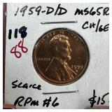 1959-D/D MEMORIAL PENNY CENT RPM 6