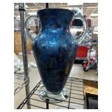 LARGE ART GLASS VASE / DOUBLE HANDLED