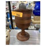 LARGE WOOD PEDESTAL CUP