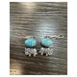 STERLING SILVER LARIMAR? TURQUOISE? EARRINGS